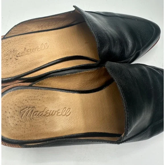 Madewell Womens Mule Womens Size 6 Black Leather Shoes Slides Block Heel - Picture 3 of 7